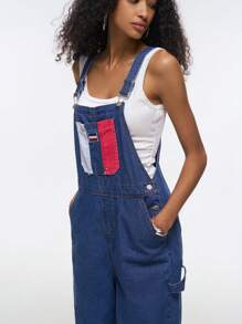 Easelle Women's Casual Contrast Color Pocket Overall Jumpsuits - Blue - View 4