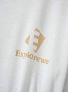 SHEIN Bộ áo thun tay ngắn in chữ và váy mini kẻ sọc cho bé gái - Nhiều màu - Xem 3