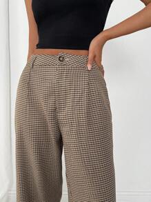 Muchica 休闲格子高腰常规裤 - 彩色 - 查看 4