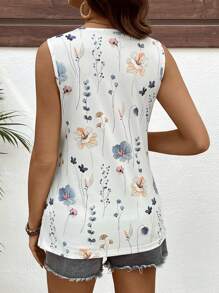 SHEIN 孕妇花卉印花圆领休闲宽松背心
