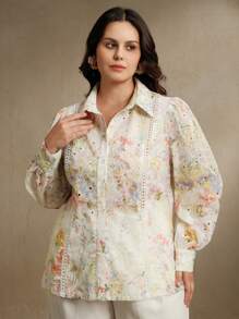 Anewsta Ladies' Large Elegant And Fashionable Embroidered Bubble Sleeve Women's Shirt, Autumn Spring Outfits