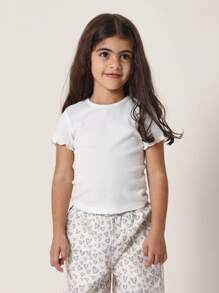 SUMWON Youth Heart Print Wide Leg Track Pants Set Dengan Kaos Bergaris, Pakaian Kasual Pinggang Elastis, Koleksi Pakaian Santai Nyaman dan Elastis untuk Liburan - MultiWarna - View 3