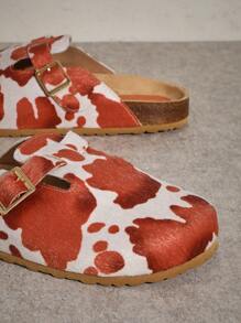 SHUZIA Women Brown Cow Print Slip On Comfort Flat Sandals Spring Shoes Spring Break Easter - Multicolor - View 5