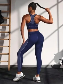 Powerista Women's Polka Dot Splice Camisole & Leggings Sports Suit