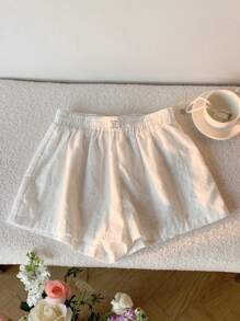 Comfortcana Summer White Loose Vacation Shorts - White - View 6