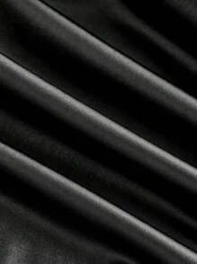 Zolique 女士时尚 PU 皮革侧拉链 A 字裙 - 黑色 - 查看 5