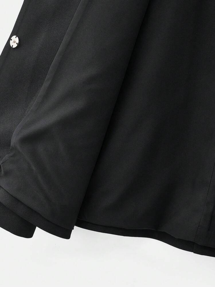 SHEIN Maija 2025 Summer New Fashion Business Casual Women's Black Asymmetric Criss-Cross V-Neck Blouse, Versatile Suitable For Business, Music Festivals, Beach Vacations, Daily Casual, Romantic Urban Getaways, Weddings, Graduation, Blazer