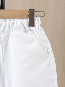 SHEIN 青少年男孩休闲短袖 Polo 衫和短裤两件套，时尚百搭，适合夏季 - 寶藍色 - 查看 7