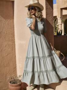 LanaWest Women's Woven Holiday Summer Long Dress