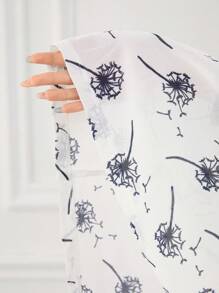 Seusyu 女士蒲公英印花翻领纽扣拼布长袖衬衫