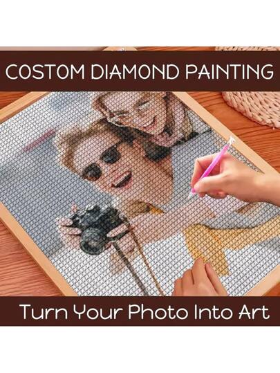 Customized, Full Diamond Round/Square Mosaic 5D DIY Personalized Picture, Suitable For Birthday, Anniversary, Valentine's Day Gift, Handmade, Home Wedding Wall Decor, Mother's Day Gift, Unique Gift, Father's Day Gift, Thoughtful Gift, Stress Relief