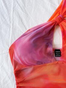 Soleia Women's Gradient Hollow Out Backless One Shoulder Blouse, Suitable For Vacation, Music Festival, Boho, Holiday Dates, Afternoon Tea, Spring/Summer - Multicolor - View 8