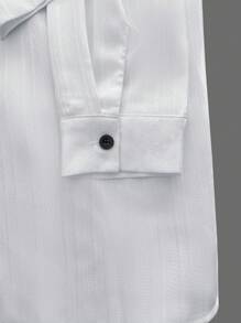 INAWLY Women's Solid Color Casual Half-Placket Shirt, Spring/Summer Fall Cloth For Women - White - View 4