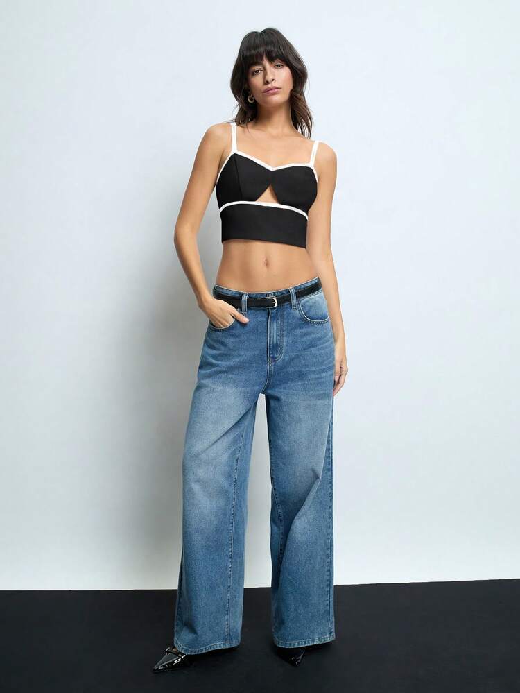 SHEIN Maija 여성 새해 패션 다용도 대비색 얇은 가장자리 트위드 속옷 발렌타인데이 로맨틱, 패션, 다용도; 여름 휴가, 편안한, 보헤미안 스타일, 비치웨어, 수영복 커버업, 스타일리시, 우아한, 캐주얼, 단순한 일상복, 컨트리 스타일에 적합