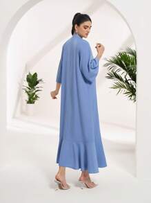 Al Najma 女士保守优雅亮片刺绣阿拉伯风格连衣裙 - 藍色 - 查看 6