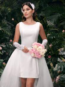 Coutiva Elegant Bow Decor Bridal Party Formal Dress, Gift For Bride, Spring And Summer Fashion Party Date Holiday Wedding Celebrity Dress, Fashionable Bridal Shower Dress