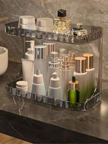 SHEIN 1 件高档浴室梳妆台化妆品香水收纳架梳妆台双层储物架家用护肤品收纳盒简约透明收纳盒 - 彩色 - 查看 3