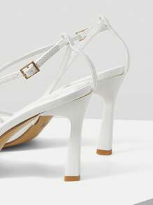 MOTF PREMIUM 夏季方头罗马高跟凉鞋 - 白色 - 查看 8