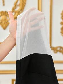 SHEIN Pantalones negro sólido con parches y blanco plisado para niña preadolescente, pantalones casuales y elegantes negros, temporada de vuelta al colegio