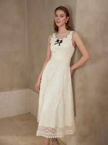 MOTF PREMIUM VÁY REN NƠ TƯƠNG PHẢN - Màu be - Xem 4