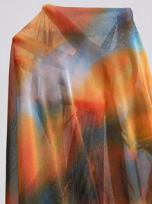 Swim EVENT 2pcs Set Women Summer Beach Party Tie-Dye Cropped Bustier Top And Mermaid Hem Skirt Cover Up Set (Purchased Copyright) - Multicolor - View 7