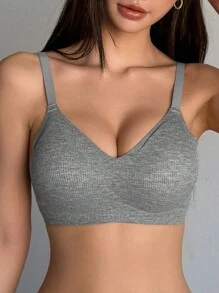 DAZY 无缝无钢圈轻薄女士文胸 - 灰色 - 查看 6