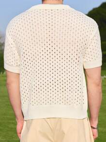 Manfinity Hypemode Men's Knitted Sweater, Casual & Fashionable For Everyday Wear Golf Shirt Men Polo Shirts Men Knit Shirt - White - View 2
