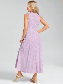 SHEIN LUNE Vestido ajustado con escote en V y estampado floral con aberturas laterales para mujer