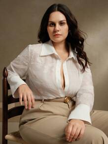 Anewsta Chemise à manches longues élégante et vintage avec col brodé de style français. Vêtements modestes pour femmes, printemps