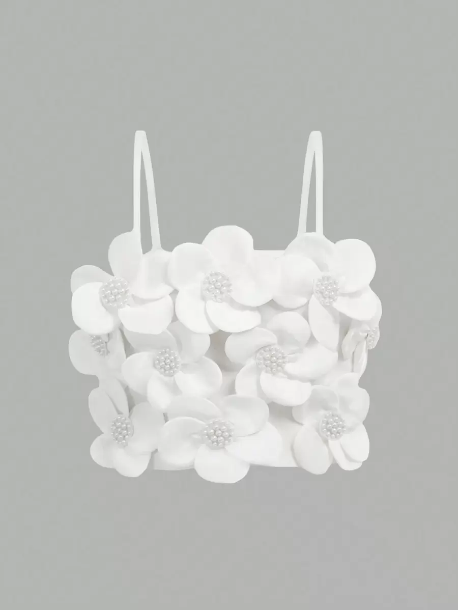 SHEIN Girlism Tween Girls eleganta blommiga linne med volangrem - Vitt - Visa 1