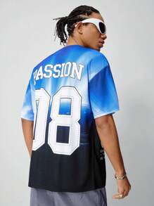 ROMWE MEN Street Life 男士圆领短袖字母印花 T 恤，休闲日常穿着 - 彩色 - 查看 6