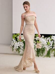 MOTF PREMIUM SEQUIN DETAIL RUCHED FORMAL & EVENING DRESSES