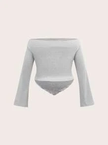 Firerie Plus Size Women's Casual Minimalist Off-Shoulder T-Shirt Set Zoey Outfit Zipper Top Zoo Outfits Women - Multicolor - View 7