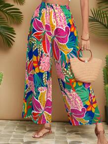 Travachic 大码裤子，简约时尚印花，休闲日常穿着 - 寶藍色 - 查看 5