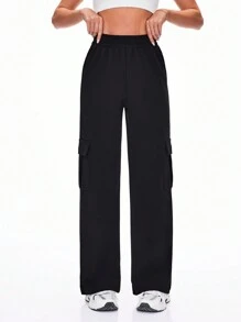 Easithlete Women's Casual Solid Color Utility Sports Pants, Versatile