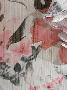 SHEIN Clasi Blusa suelta de talla grande con cuello en V con volantes y estampado, sin mangas - Rosa - Ver 6