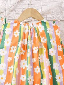 SHEIN Girls Young Girl Colorful Dopamine Vacation Dress - Multicolor - View 3