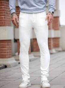 Manfinity Homme Men's Vintage Medium Blue Washed Straight-Leg Casual Jeans - Medium Wash - View 3