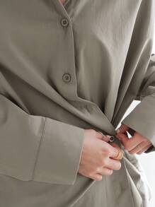 Dazy-Less Camisa de mujer de manga larga con diseño minimalista y casual de negocios, con botones, ropa de mujer de otoño