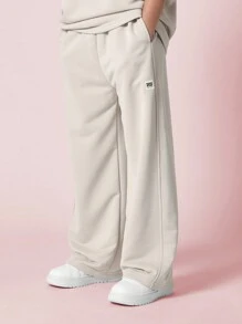 SUMWON Oversized Comfort Set Drawstring Wear Sports Training Casual Fall Winter Spring Matching Streetwear Two-Piece Outfit Athleisure Collection Vacation - Khaki - View 4