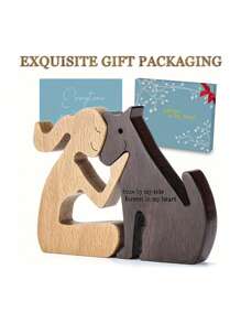 1 Bộ Tượng Chó Bằng Gỗ Thủ Công - Món Quà Hoàn Hảo Cho Người Yêu Chó, Trang Trí Đơn Giản Cho Kệ Phòng Ngủ Và Văn Phòng Tại Nhà - màu nâu - Xem 5