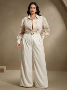 Anewsta Ladies' Large Elegant And Fashionable Embroidered Bubble Sleeve Women's Shirt, Autumn Spring Outfits