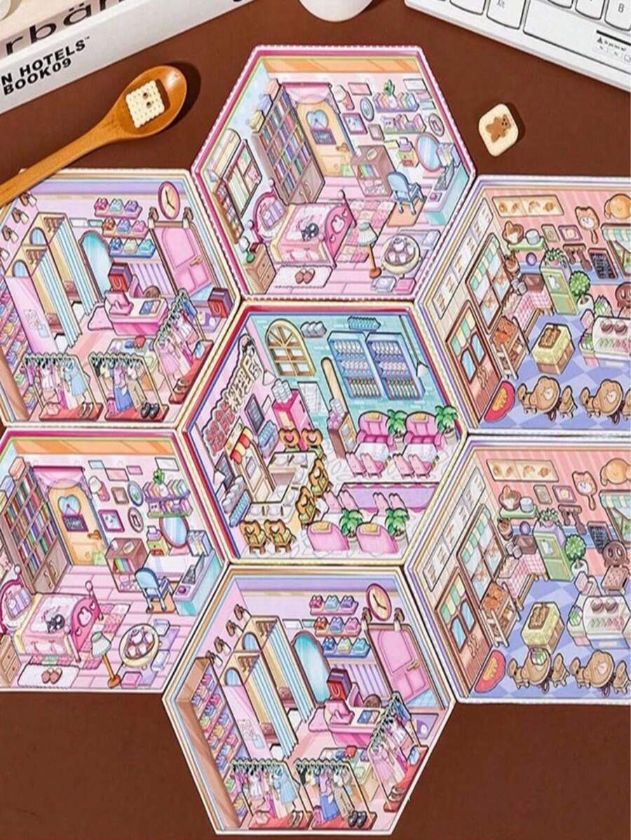 Thích hợp cho cảnh nhà thu nhỏ, nhãn dán trò chơi thương mại mô phỏng, chủ đề nướng bánh, đồ trang trí nhà thời trang, nhãn dán trang trí 3D thủ công và nhật ký tự làm, không cần cắt, quà tặng tiệc - Nhiều màu - Xem 1