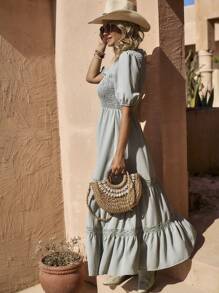 LanaWest Women's Woven Holiday Summer Long Dress