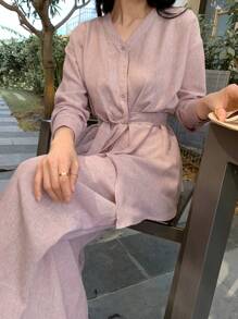 Women Elegant Asymmetrical Blouse And Wide-Leg Pants Two-Piece Sets Lounge Sets For Women - Pink - View 5