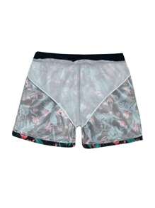 Surfspeed Men's Tropical Plant Print Drawstring Waist Beach Shorts Men Swim Trunks - Multicolor - View 6