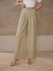 MOTF PREMIUM PRESS CREASE BELTED SUIT PANTS - Khaki - View 7