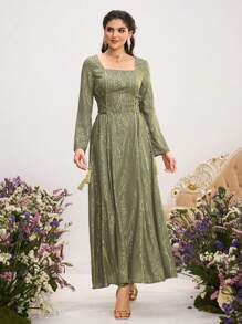 Al Najma 女士优雅阿拉伯风格连衣裙，侧腰流苏系带设计