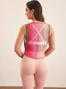 SHEIN Sports Damski top sportowy cheerleaderek z wyciętym dekoltem w kolorze ombre i sznurkiem ściągającym - Wielokolorowe - Zobacz 2