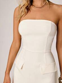 Forever 21 Women Solid Color Versatile Cropped Short Dress - White - View 5
